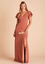 Birdy Grey Hannah Crepe Dress in Terracotta V-Neck Bridesmaid Dress - thumbnail - 1