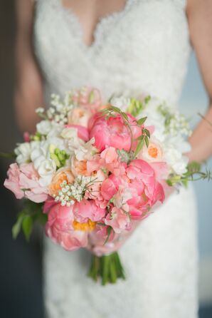 Bright Pink Peony and Stock Bouquet