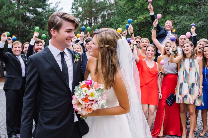 Caroline Ittner (29 and a publicist) and Christopher Pinkston (29 and a sales engineer) turned their outdoor wedding into a bright Tex-Mex-inspired ce