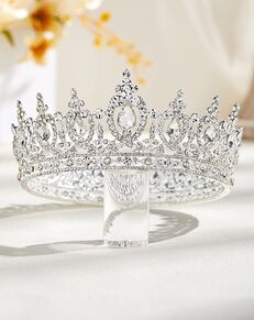 AW Bridal AW BRIDAL Wedding Crown Tiara Crystal Birthday Crown for Women Rhinestone Queen Crown Bridal Party Pageant Crown Wedding Hair Accessories for Brides (Silver) Silver Tiara