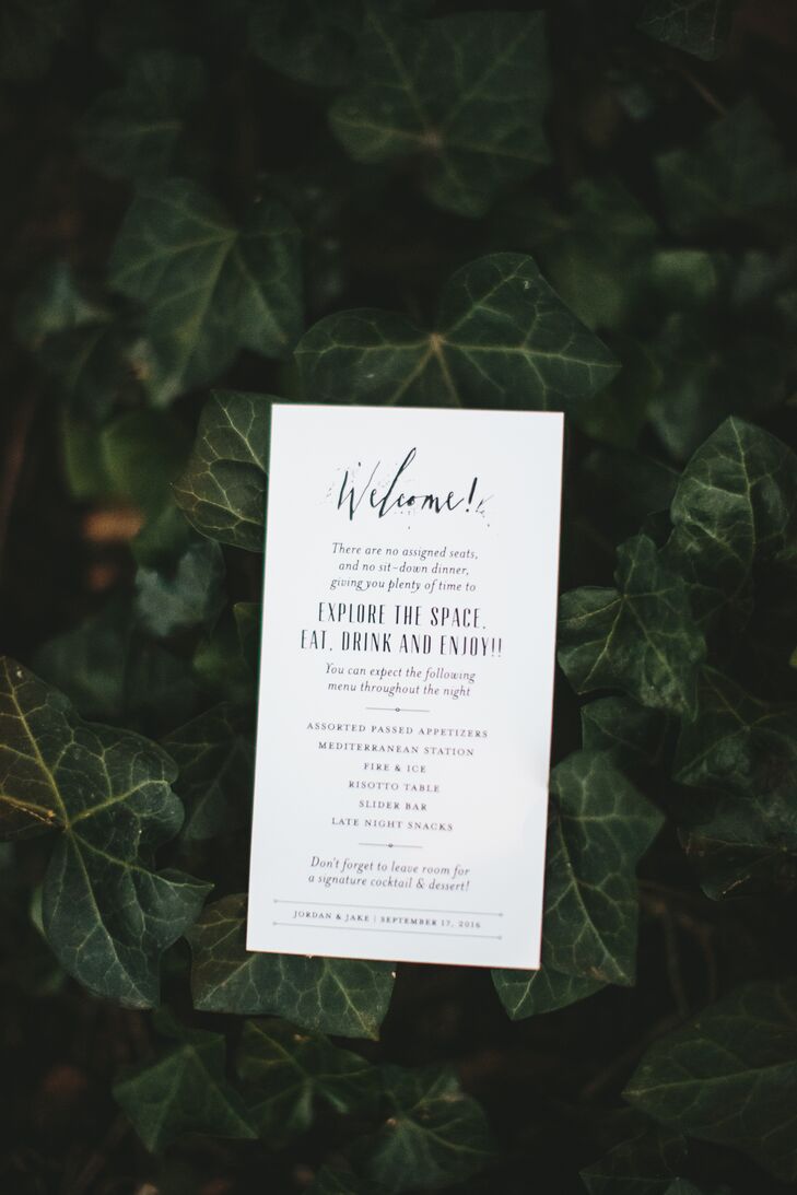 Simple, straightforward programs let guests know "what to expect" throughout the evening.