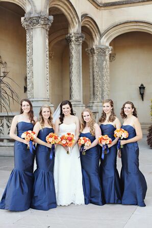 Strapless Navy Monique Lhuillier Bridesmaid Dresses