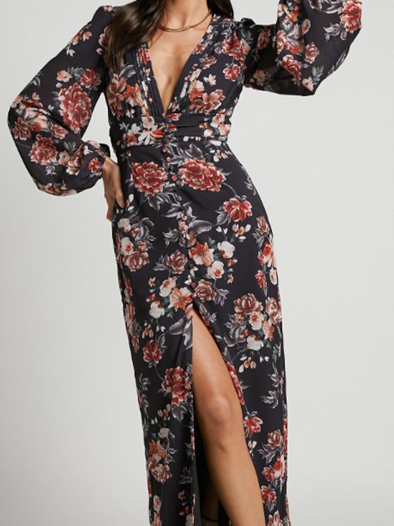 Floral midaxi cocktail wedding guest dress from Showpo