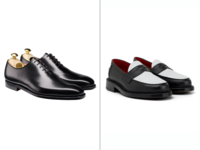 Collage of two wedding shoe ideas for men