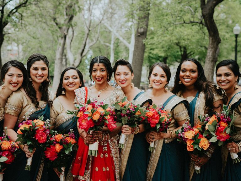 Bridesmaid hairstyle tucked behind ears