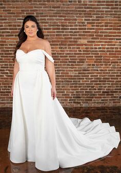 Essense of Australia D3755 plus Column Wedding Dress