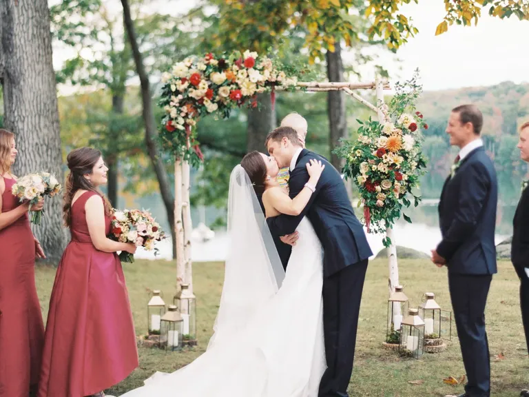 Fall Wedding Ceremony Birchwood Arch