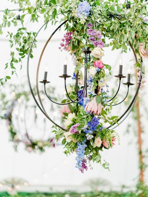 Floral Detailing on Bronze Chandelier