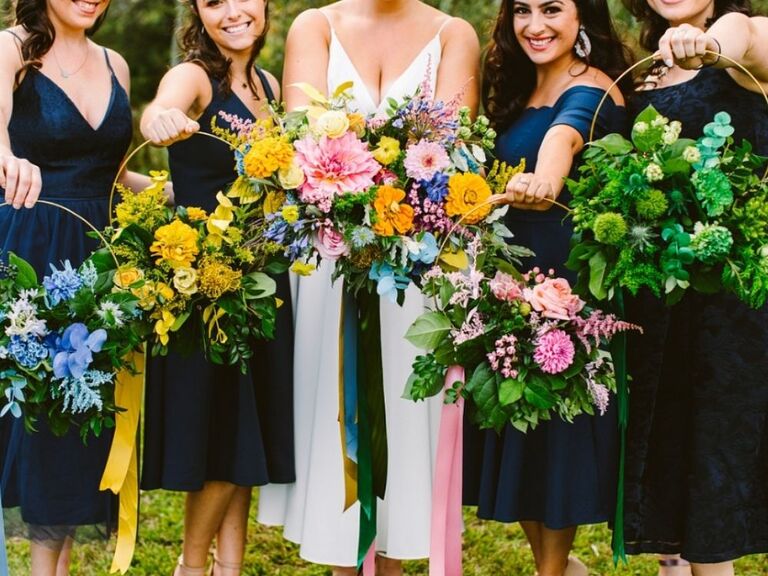 rainbow-hued hoop alternative wedding bouquets