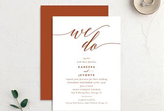 We Do elegant script wedding invitation from The Knot Invitations
