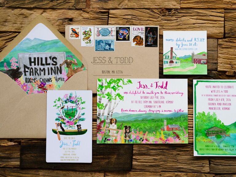 whimsical wedding invitation suite stationery
