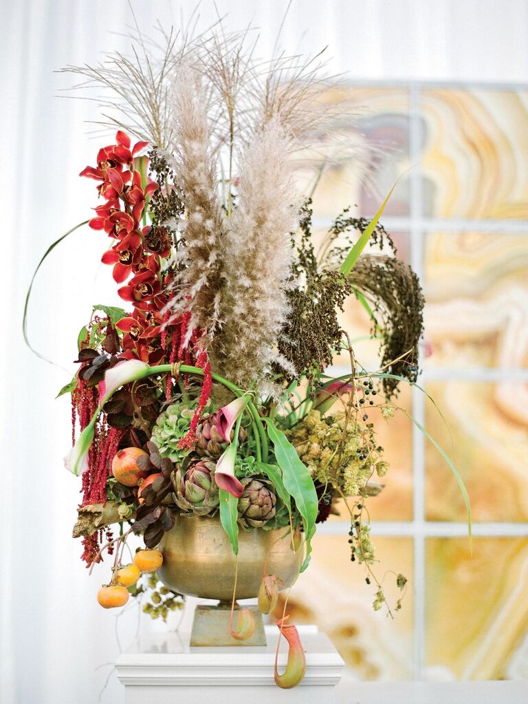 Fruit floral ceramic vase wedding centerpiece