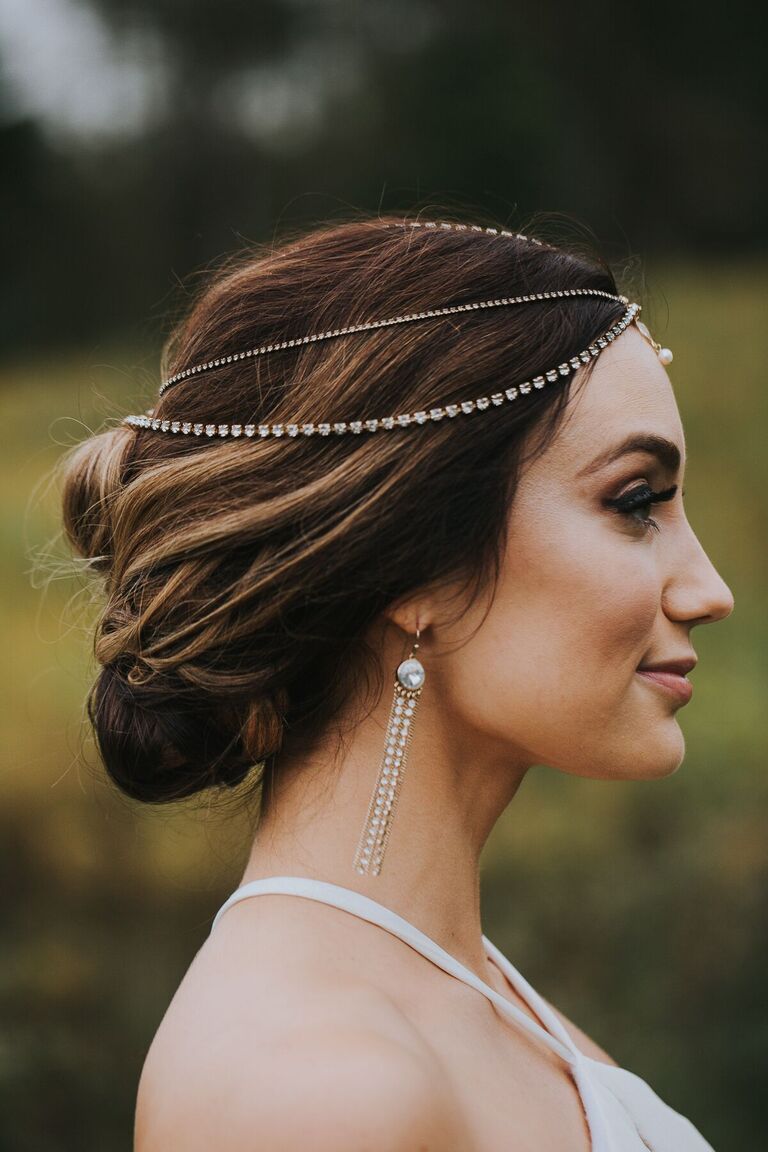 Wedding updo diamond headpiece