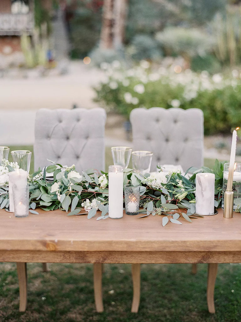 Eucalyptus wedding reception table decor