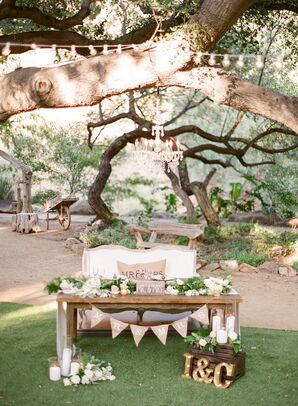 Rustic Sweetheart Farm Table with Burlap Bunting