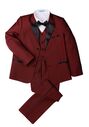 Little Tuxedos "Prodigy" Kids Burgundy Tuxedo (5-Piece Set) Flower Girl Dress and Ring Bearer Outfit - thumbnail - 1