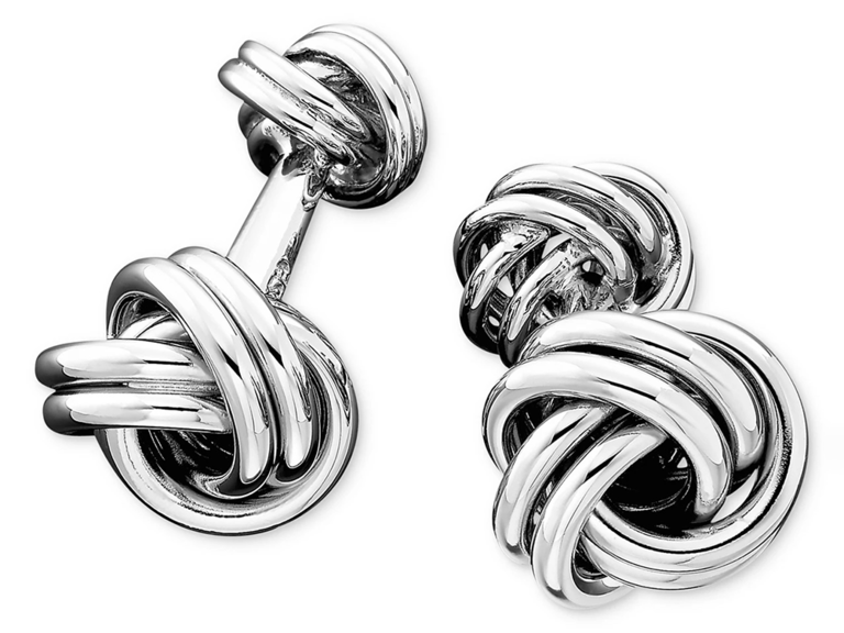 Silver love knot cuff links