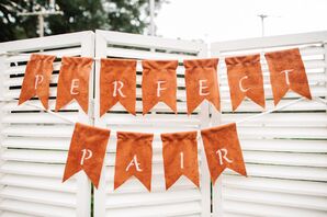 Orange 'Perfect Pair' Sweetheart Table Banner