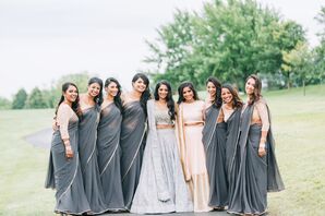 Bridesmaids in Gray Sarees