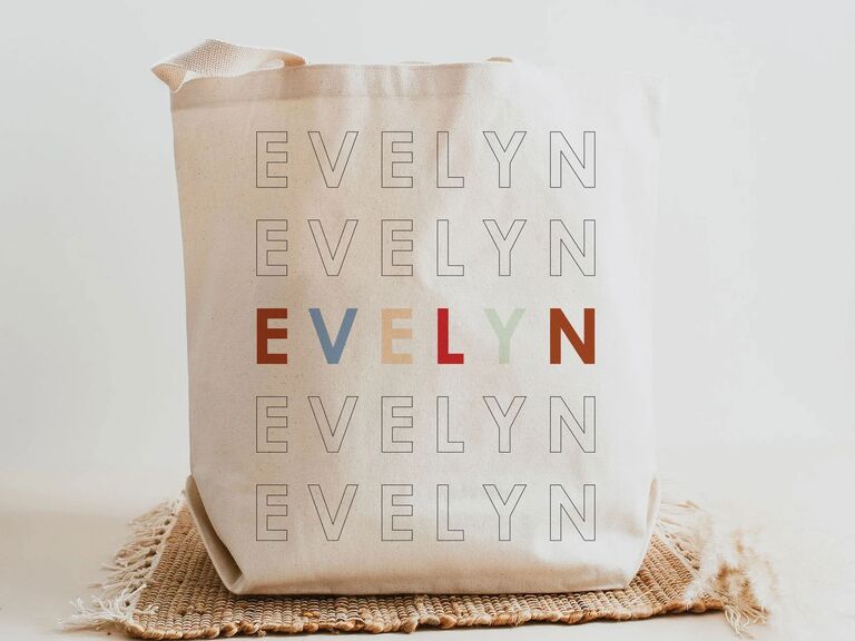 Personalized canvas tote bag junior bridesmaid gift