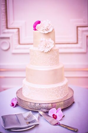 Classic White Four Tier Wedding Cake