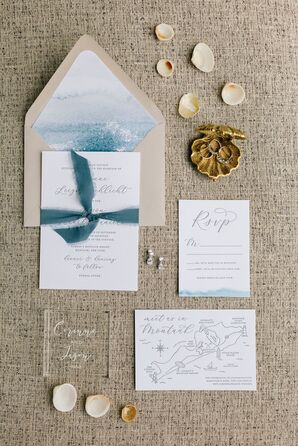 Nautical Beach-Inspired Wedding Invitations with Calligraphy