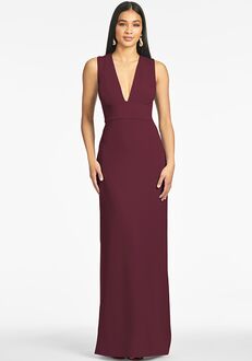Sachin & Babi Loretta Gown - Deep Wine V-Neck Bridesmaid Dress