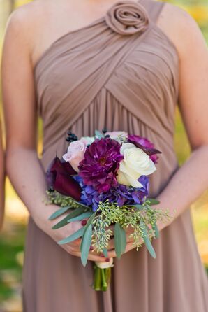 Purple Bouquet with Roses and Mums