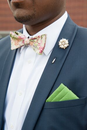 Floral Bow Tie and Pearl Boutonniere