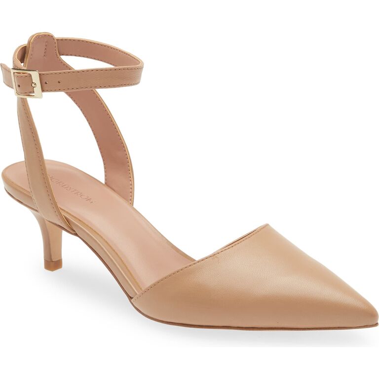 Nude ankle strap bridesmaid pumps from Nordstrom