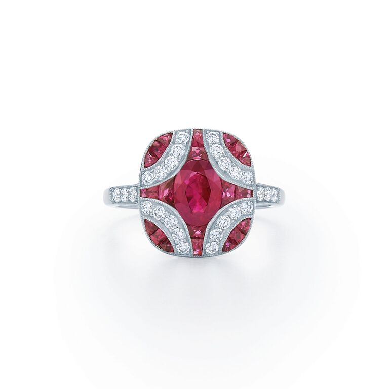 Kwait Large Argyle Engagement Ring with Rubies and Diamonds