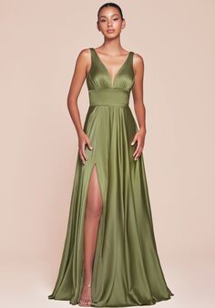 Ladivine 7469 V-Neck and Plunge Bridesmaid Dress