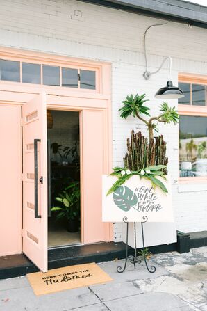 Tropical Welcome Sign with Calligraphy and Hashtag