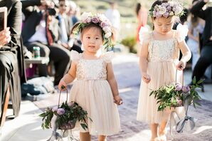 Blush Sequin and Tulle Flower Girl Dresses
