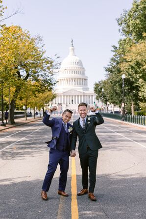 Couple Posing in Front of United States Capitol in Washington, DC