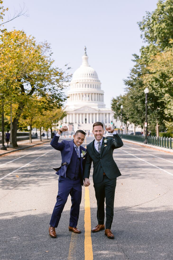 Couple Posing in Front of United States Capitol in Washington, DC