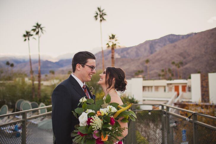 It was only appropriate that this desert-themed wedding took place in Palm Springs, California, with succulents, bougainvilleas and cacti serving as s