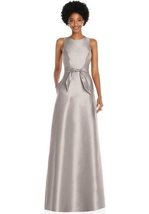 Dessy Group Jewel-Neck V-Back Maxi Dress with Mini Sash - D825 Bridesmaid Dress