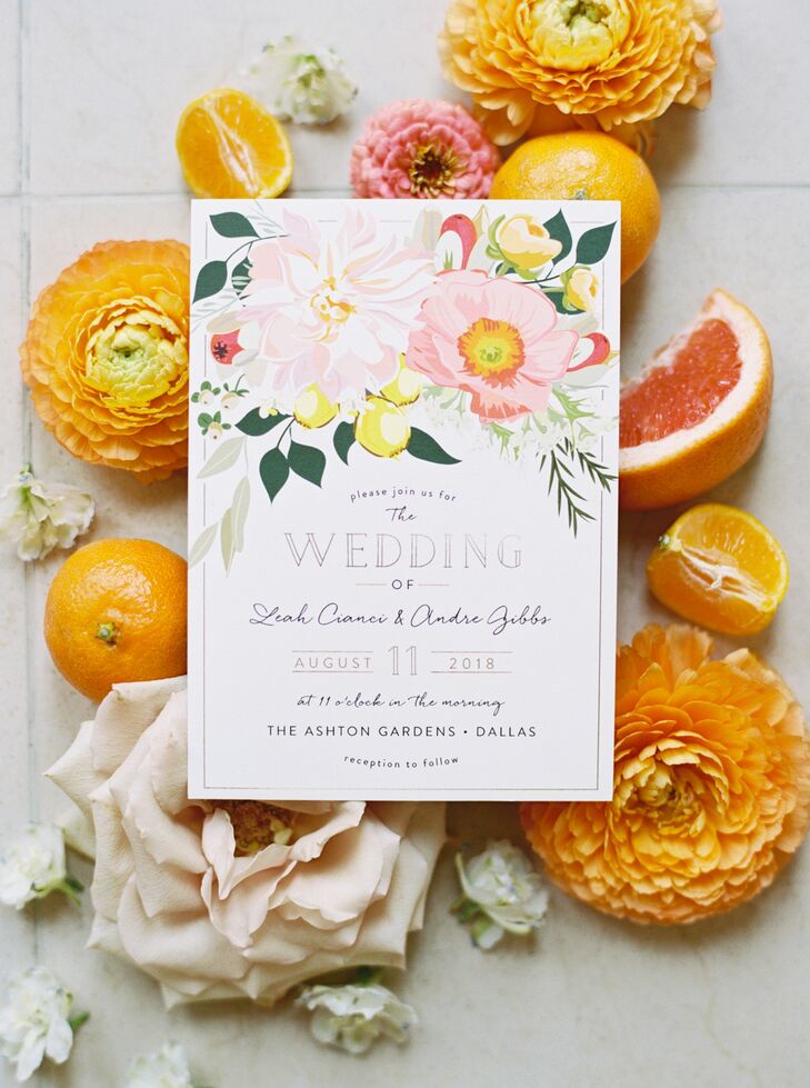 Fruit and Bright Florals With Cheery Wedding Invitations