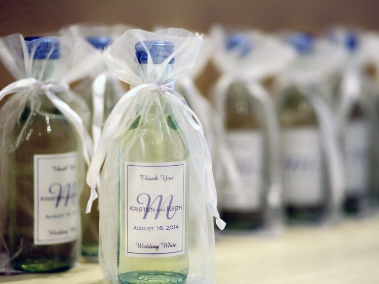 Personalized mini wine bottle wedding favors