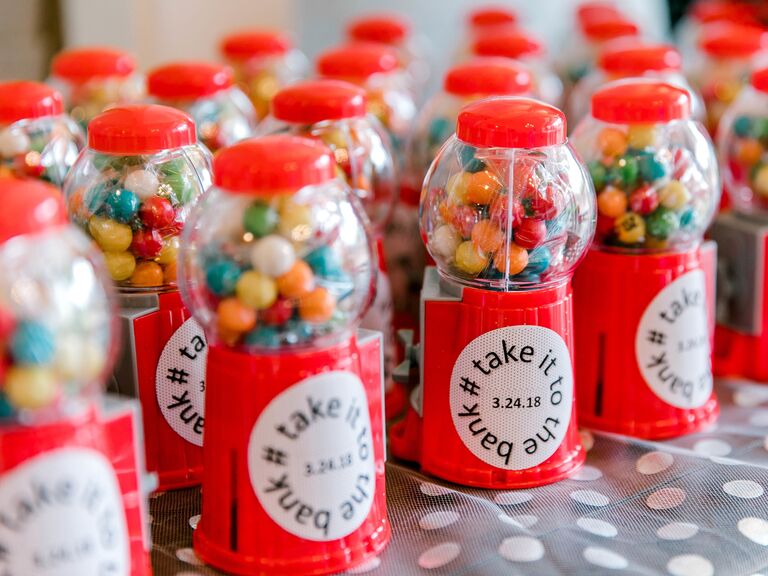 Mini gumball machine wedding favors