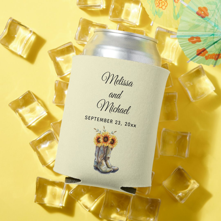 Sunflower drink coolers for your rustic wedding favors