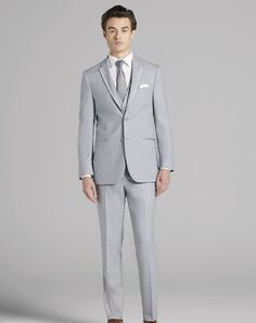 MEN’S WEARHOUSE Joseph Abboud Gray Satin Edge Notch Lapel Tux Gray Tuxedo