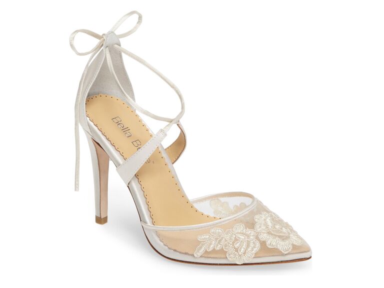nordstrom bella belle white lace wedding pump with lace up ankle strap