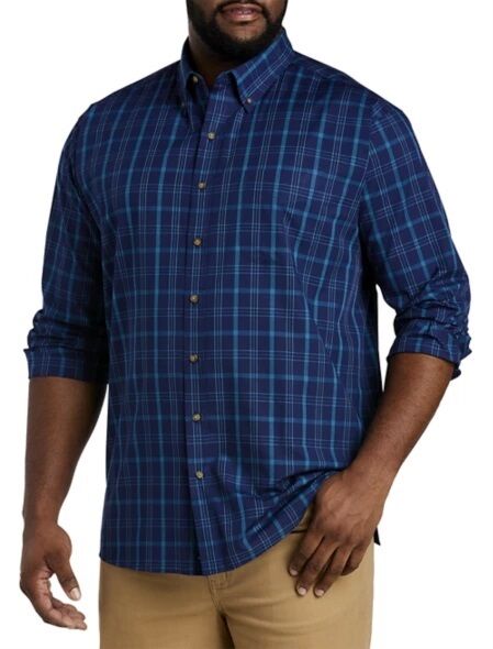 Plaid shirt for a rehearsal dinner look. 