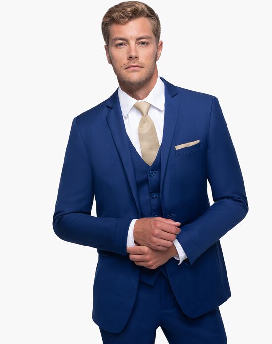 Generation Tux Bright Blue Notch Lapel Suit Wedding Tuxedo | The Knot