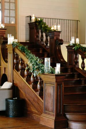 Garlands on Wooden Staircase