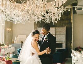 Couple during their first dance at wedding reception