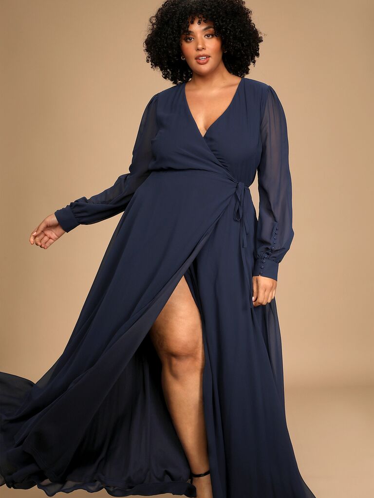 Navy Blue Wrap Bridesmaid Dress | atelier-yuwa.ciao.jp