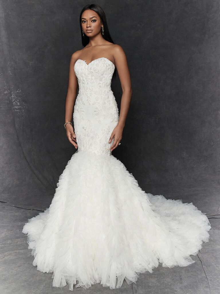 strapless embellished mermaid wedding dress
